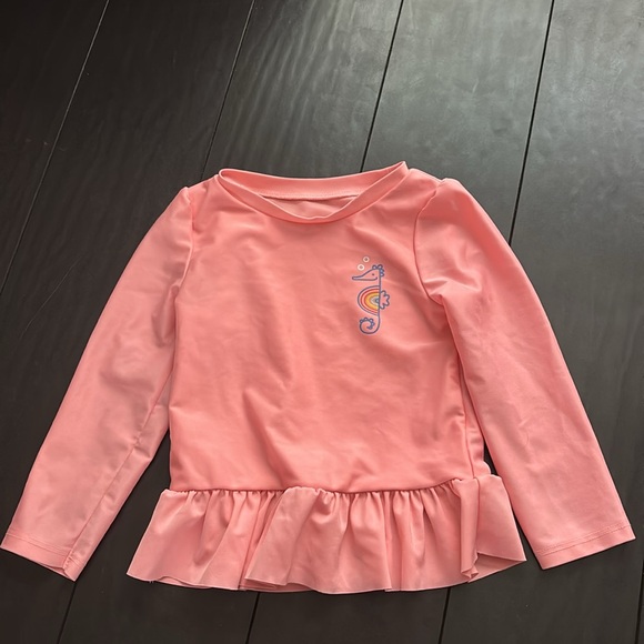 Cat & Jack Rainbow seahorse rashguard & bottoms size 3T EUC - Picture 2 of 8